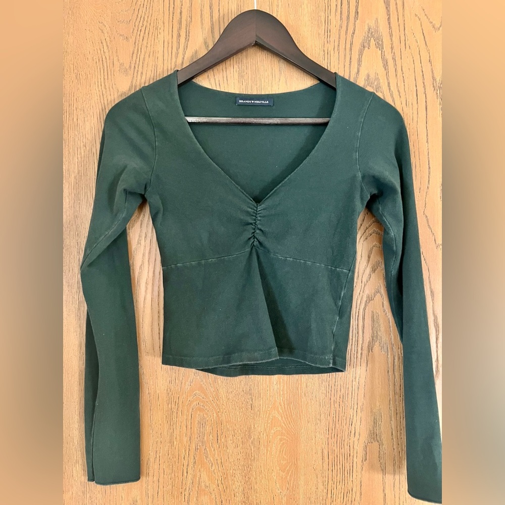 Brandy Melville long sleeve dark green top